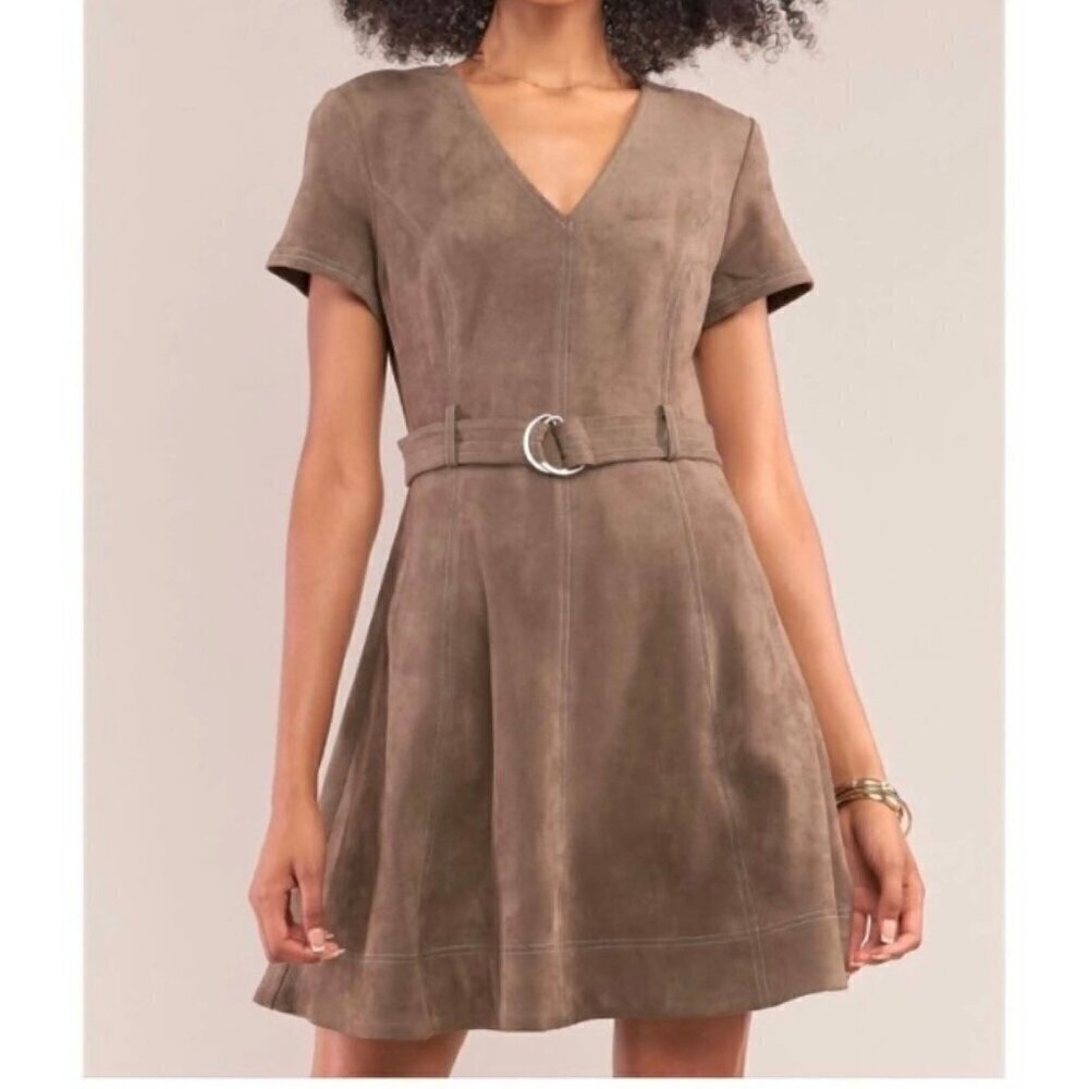 Sugarlips Brown Faux Suede Belted Mini Dress – Size XS